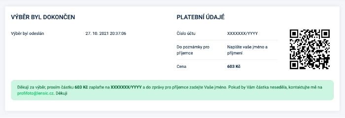 Zobrazení platebních údajů - Lensys.cz